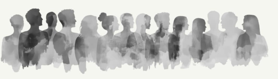 silhouette van een rij mensen