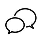 tekstballonnetjes die een 1 op 1 gesprek voorstellen