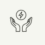 handen die een energie symbool vasthouden