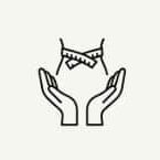 zorgende handen met slanke taille